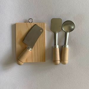 Mini herramienta de cocina, olla, sartén, <span class=keywords><strong>Wok</strong></span> de hierro con tapa de madera, cuchillo, pala, cuchara y estufa de calefacción, juego de Mini fabricante de alimentos <span class=keywords><strong>Real</strong></span> - Product Image 6