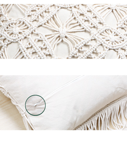 Bohême coton et lin crochet décoratif <span class=keywords><strong>maison</strong></span> canapé housse <span class=keywords><strong>de</strong></span> coussin dernière conception tissé à la main jeter taie d'oreiller - Product Image 6