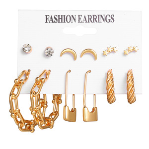 Set di <span class=keywords><strong>Orecchini</strong></span> Pendenti a Lampadario con Opzioni Multiple, <span class=keywords><strong>Orecchini</strong></span> a Cerchio Intrecciati con Perle Placcate Oro, Regalo di San Valentino alla Moda per Donne - Product Image 6