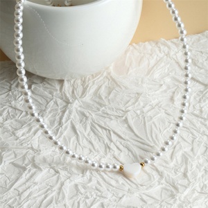 Luxury Vintage Elegant Women Jewelry Necklace Pearl <b>Chain</b> Necklace Shell Heart Pendant Necklace - Product Image 2