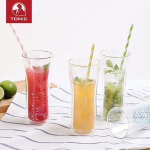 Tasse en verre à double paroi Temeco, taille fine, motif ondulé, pour la maison et le bureau - Product Image 2