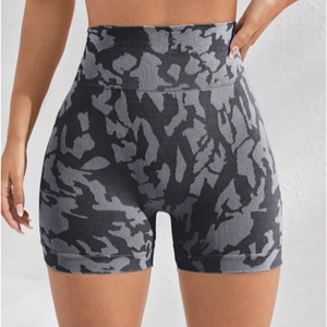 <span class=keywords><strong>Pantalones</strong></span> <span class=keywords><strong>Cortos</strong></span> Deportivos de Cintura Alta Elástica de Spandex/Nylon con Estampado de Leopardo, <span class=keywords><strong>Pantalones</strong></span> de Ciclismo y Running para Actividades al Aire Libre - Product Image 2