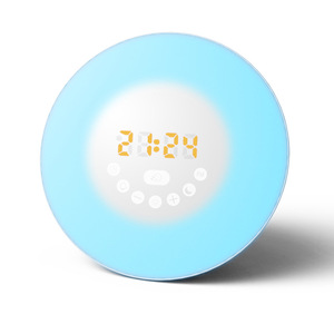 Smart Natural Wake Up Alarm <b>Clock</b> <b>Led</b> Ambient Light Touch Control Circular Shape Built In Battery Sleep Light Sunrise Sunset - Product Image 5