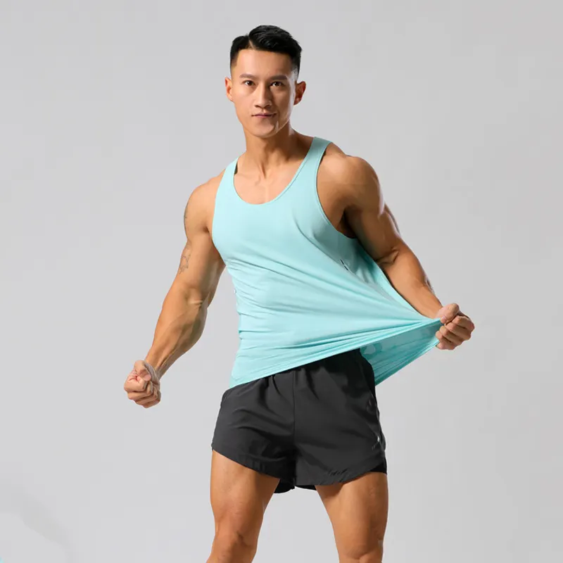 Chaleco de Fitness de alta elasticidad para hombre, ropa deportiva de secado rápido, sin mangas, camiseta sin mangas de entrenamiento