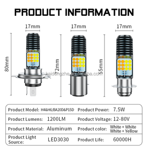 <span class=keywords><strong>หลอด</strong></span><span class=keywords><strong>ไฟ</strong></span> LED แบบรวม 24SMD H4 ยี่ห้อ Kaidengzhe สีขาวเหลือง สำหรับรถแข่ง <span class=keywords><strong>ไฟ</strong></span>เสริมสำหรับออฟโรด รุ่น P15D สำหรับระบบ<span class=keywords><strong>ไฟ</strong></span>หน้ารถมอเตอร์ไซค์ - Product Image 2