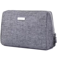 Sac de voyage portable en polyester CR, trousse de maquillage tendance avec fermeture éclair, organiseur de douche, poignée souple, capacité moyenne, motif pierre