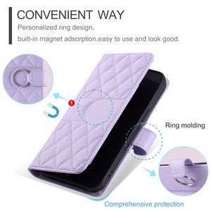 Casing kulit PU multifungsi, sarung HP kulit PU multifungsi untuk iPhone 17 Pro Max gaya belah ketupat dompet slot kartu dengan tali selempang - Product Image 2