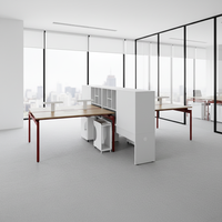 Bureau de travail simple avec structure en acier, design basique, configuration professionnelle, bureaux modernes pour entreprises, postes de travail de bureau