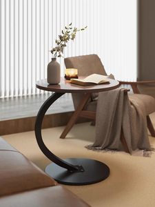 Adenuo Table Basse Ronde Moderne en Bois et Métal, Diamètre 40cm, Hauteur 60cm, Durable et Écologique pour Salon - Product Image 1