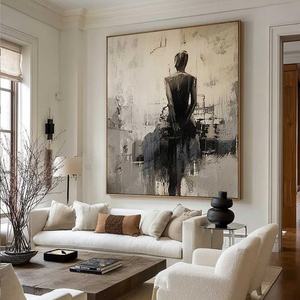 Peinture à l'huile peinte à la main en gros, œuvre d'art abstraite vintage sur toile, décoration intérieure de maison, décor architectural texturé 3D - Product Image 2