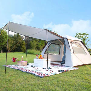 Tente <span class=keywords><strong>de</strong></span> camping blanche entièrement automatique et portable quatre saisons 2-en-1 avec auvent, une chambre, imperméable, en tissu Oxford, intégrée pour les aventures en plein air - Product Image 3