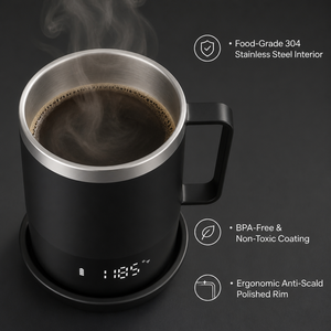 Tasse chauffante en titane, tasse intelligente à auto-chauffage avec contrôle de la température, chauffe-café électrique rechargeable, 350 ml, isolée en titane - Product Image 4