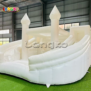Chateau gonflable Trắng <span class=keywords><strong>Inflatable</strong></span> thư bị trả lại nhà nhảy lâu đài lâu đài <span class=keywords><strong>bouncy</strong></span> với đôi trượt và quạt gió - Product Image 3