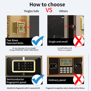 Yingboセキュリティ大型32X 40mm H型ロックボルト特許デザインセーフボックスインテリジェントデュアルアラームシステム家庭用商用セーフボックス - Product Image 4