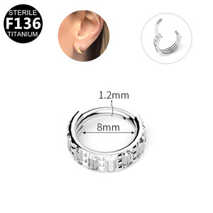 Anneaux de nez et boucles d'oreilles en titane F136 16G, bijoux de piercing géométriques en forme de cœur pour usage quotidien avec incrustation de zircon - Product Image 5