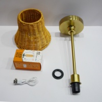 Lampe de table en tissu, lumière de table pour mariage, abat-jour en rotin personnalisé, hauteur réglable, lampes de table de restaurant, rechargeables