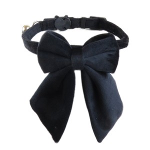 Velvet Pet Collar with <b>Bow</b> Tie Adjustable Buckle Closure Solid Color for Small Cats All Seasons - Product Image 6