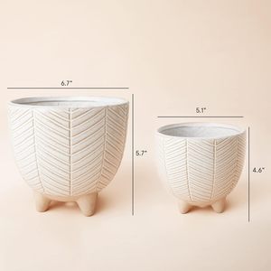 Gốm chân cây hoa chậu-6.7 + 5.1 inch Boho trang trí nội thất trồng trong nhà với hệ thống thoát nước - Product Image 2