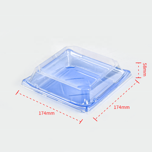 <strong>7</strong> <strong>Inch</strong> Square Blue Sushi to Go <strong>Boxes</strong> Takeaway Sushi Packaging Trays PET Disposable Plastic Sushi Container with Anti-fog Lid - Product Image 4