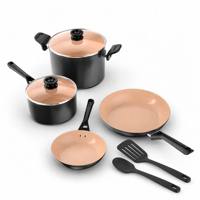 Ensemble de casseroles en aluminium avec revêtement céramique, couvercle et poignée en verre, ensemble de casseroles et poêles de cuisine, facile à nettoyer