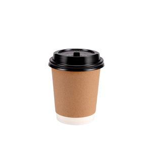 Gobelet à café en papier noir jetable à double paroi avec couvercle en PS, estampage à chaud doré, logo personnalisé, 8oz 12oz 16oz - Product Image 5