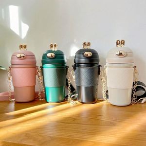 Promotional Easter Bunny Cute Rabbit Ear Stainless Steel <b>Thermo</b> <b>Cup</b> with PU Leather Sleeve and Crossbody Shoulder Chain Strap - Product Image 6