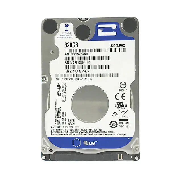 HDD 500GB 1テラバイトW'Dブルーモバイルハードドライブディスク320gb750gb 2.5 "ラップトップ5400 RPM/7200RPM SATA 6ギガバイト/秒16 MBキャッシュ、ノートブックHDD