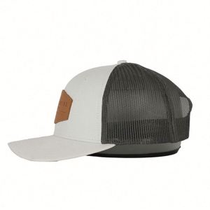 Custom High Quality Mesh 6 Panel Trucker Cap <b>Hat</b> With Leather Patch Logo Adjustable <b>for</b> Sports Outdoor Casual Travel Use - Product Image 3