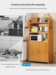 Étagère de rangement de <span class=keywords><strong>cuisine</strong></span> en bambou, support de four à <span class=keywords><strong>micro</strong></span>-ondes multi-niveaux sur pied, <span class=keywords><strong>meuble</strong></span> de rangement multifonctionnel moderne, buffet - Product Image 3