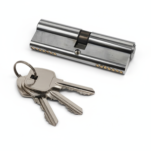 Cylindre de serrure de porte en laiton <span class=keywords><strong>avec</strong></span> coque en zinc argenté, double clé, 90 mm, <span class=keywords><strong>avec</strong></span> 3 clés en fer normales pour porte en bois, directement de l'usine - Product Image 5