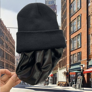 Gorros de punto personalizados con forro de satén de seda, impresión digital, dibujados a mano, tejidos por computadora, estilo casual, unisex, para viajes y uso diario. - Product Image 2