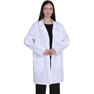 Blouse <span class=keywords><strong>de</strong></span> laboratoire unisexe à manches longues en mélange <span class=keywords><strong>de</strong></span> coton pour étudiants en médecine, chimie, biologie, scientifiques, médecins et infirmières, blanche - Product Image 4