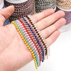 Groothandel Roestvrijstalen Vergulde Ronde Kralenketting 3Mm Glazen Kralen Kogelketting Voor Sieraden Ketting Armband Maken - Product Image 3