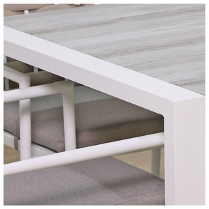 Usine de meubles de jardin Foshan, ensembles de meubles de salle à manger de luxe en <span class=keywords><strong>aluminium</strong></span> pour cour, <span class=keywords><strong>table</strong></span> de salle à manger extérieure pour <span class=keywords><strong>10</strong></span> <span class=keywords><strong>personnes</strong></span>, chaises - Product Image 3