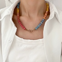 Collier fait main en perles avec fermoir doré, colliers en pierres naturelles multicolores pour femmes
