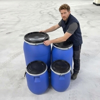 Seau en plastique JYP 25L HDPE bleu avec estampage doré, écologique, de qualité alimentaire, recyclable, hermétique, pour l'eau, avec anneaux en fer
