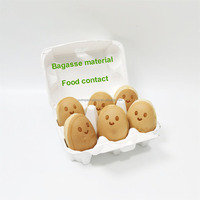 Carton à œufs écologique en pulpe de bagasse OUTIN E6, recyclable, blanc, 153x110x70mm, pour l'emballage d'aliments secs et de gaufres