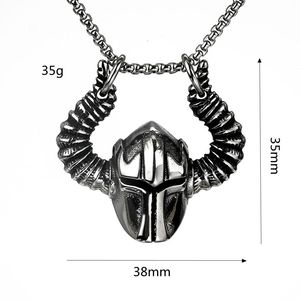 Collier pendentif casque viking en acier inoxydable pour homme, breloque asymétrique au design géométrique, cadeau bijou, accessoire de mode - Product Image 5