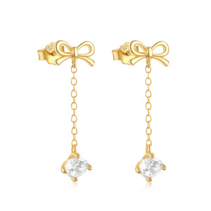 CANNER Pendientes Largos de Plata de Ley 925 con Lazo, Cadena de Borlas Exquisita y Circonita para Mujer S925 - Product Image 1