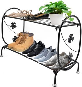 Porte-chaussures en métal à 2 niveaux en fer antirouille pour entrée, salon, bureau, entrepôt de chaussures à revêtement poudré. - Product Image 1