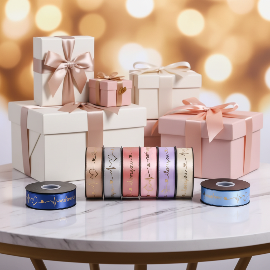Wholesale Custom 4-inch Wired Ribbon Gold and Silver Printing Gold logo Custom logo Gift Ribbon for Warping Gift Box Flowers