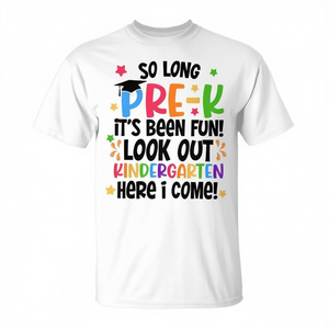 Camiseta de graduación Pre K para niños, diseño divertido de transición al jardín de infantes, color blanco, 100% algodón, unisex, talla S M L XL - Product Image 3