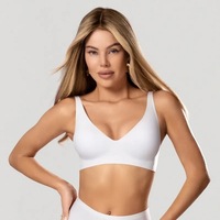 Soutien-gorge sans couture à col en V pour femme, sans armatures, respirant, bralette douce et confortable, lingerie invisible rembourrée pour usage quotidien