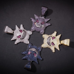 Chaîne cubaine en métal personnalisable pour homme <span class=keywords><strong>Pokémon</strong></span>, bijoux hip-hop en acier inoxydable avec diamants étincelants, argent et or - Product Image 6