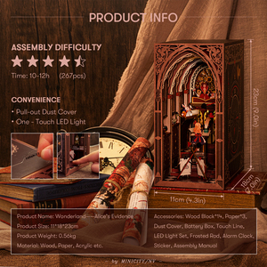 Minicity 3D rompecabezas <span class=keywords><strong>de</strong></span> madera Diy casa <span class=keywords><strong>de</strong></span> muñecas Alice's Evidence Book Nook Kit con luz LED y cubierta antipolvo - Product Image 2