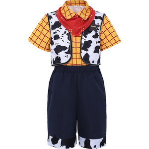 Costume de cowboy Woody de Toy Story pour enfants, ensemble gilet à manches courtes, pantalon, écharpe rouge et insigne de shérif, tenue de jeu de rôle, été 2026 - Product Image 1