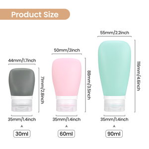 Mini bouteilles de voyage en silicone, étanches, rechargeables, tubes compressibles, sans BPA, qualité alimentaire, logo personnalisé, OEM - Product Image 3