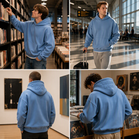 Sweat-shirt à capuche d'hiver en relief tonal, avec logo discret en relief, pull décontracté 100 % coton, marque privée, vente en gros
