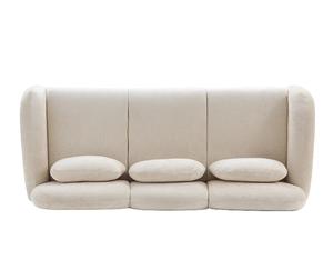 <b>Modern</b> Convertible 3 Seater Boucle Fabric <b>Sofa</b> <b>Bed</b> Set with 3 Pillows for Bedroom Office Apartment Beige - Product Image 6