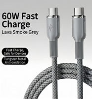 Kabel Data USB Type-C Pengisian Cepat 100W, Kabel Pengisian Daya Type-C ke Type-C Berbahan Nilon Kepang, Cocok untuk Perangkat IOS dan Android